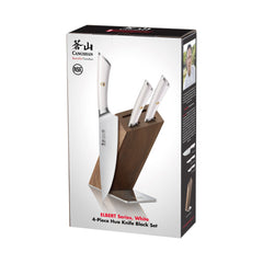 ELBERT Series 4-Piece Knife Block Set, Forged German Steel, HUA Acacia Block