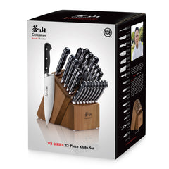 V2 Series 23-Piece Knife Block Set, Forged German Steel, Acacia Block, 1024128