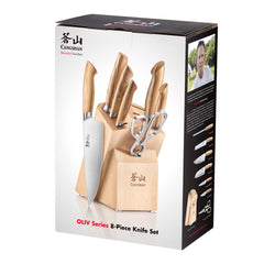 OLIV Series 8-Piece Knife Block Set, Maple, Forged Swedish 14C28N Steel, 501684