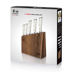 S1 Series 6-Piece German Steel Forged Knife Block Set, Forged German Steel, Walnut Block, 59663