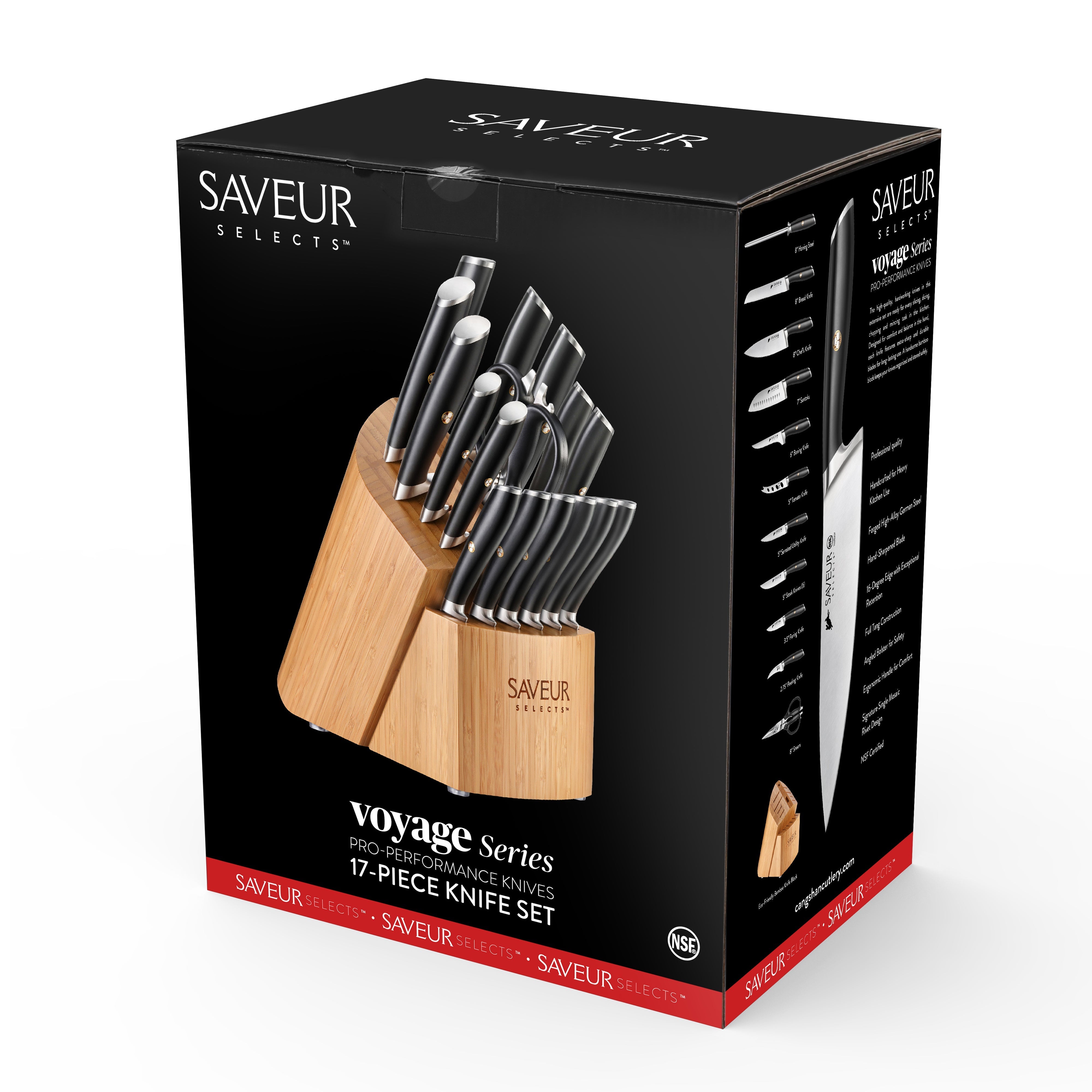 Saveur Selects 17-Piece Knife Block Set, Forged German Steel, 1026320