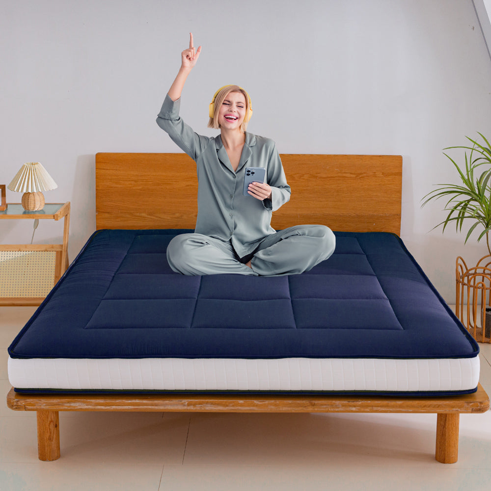 MAXYOYO Padded Japanese Floor Mattress, Portable Floor Futon Mattress, Navy