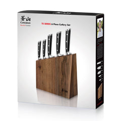 TS Series 6-Piece Knife Block Set, Forged Swedish 14C28N Steel, Walnut Block, 1024876