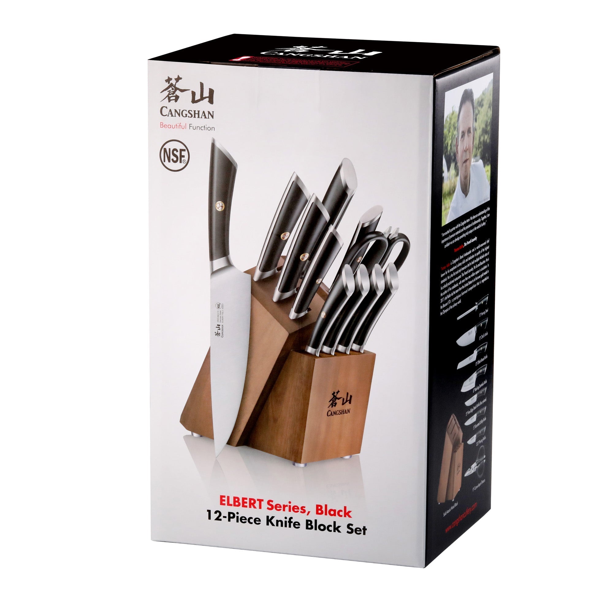 ELBERT Series 12-Piece Knife Block Set, Forged German Steel, Acacia Block