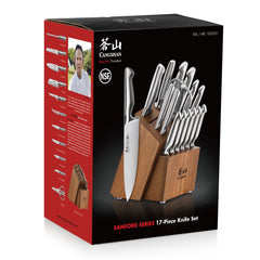 SANFORD Series 17-Piece Knife Block Set, Forged German Steel, Acacia Block, 1027051