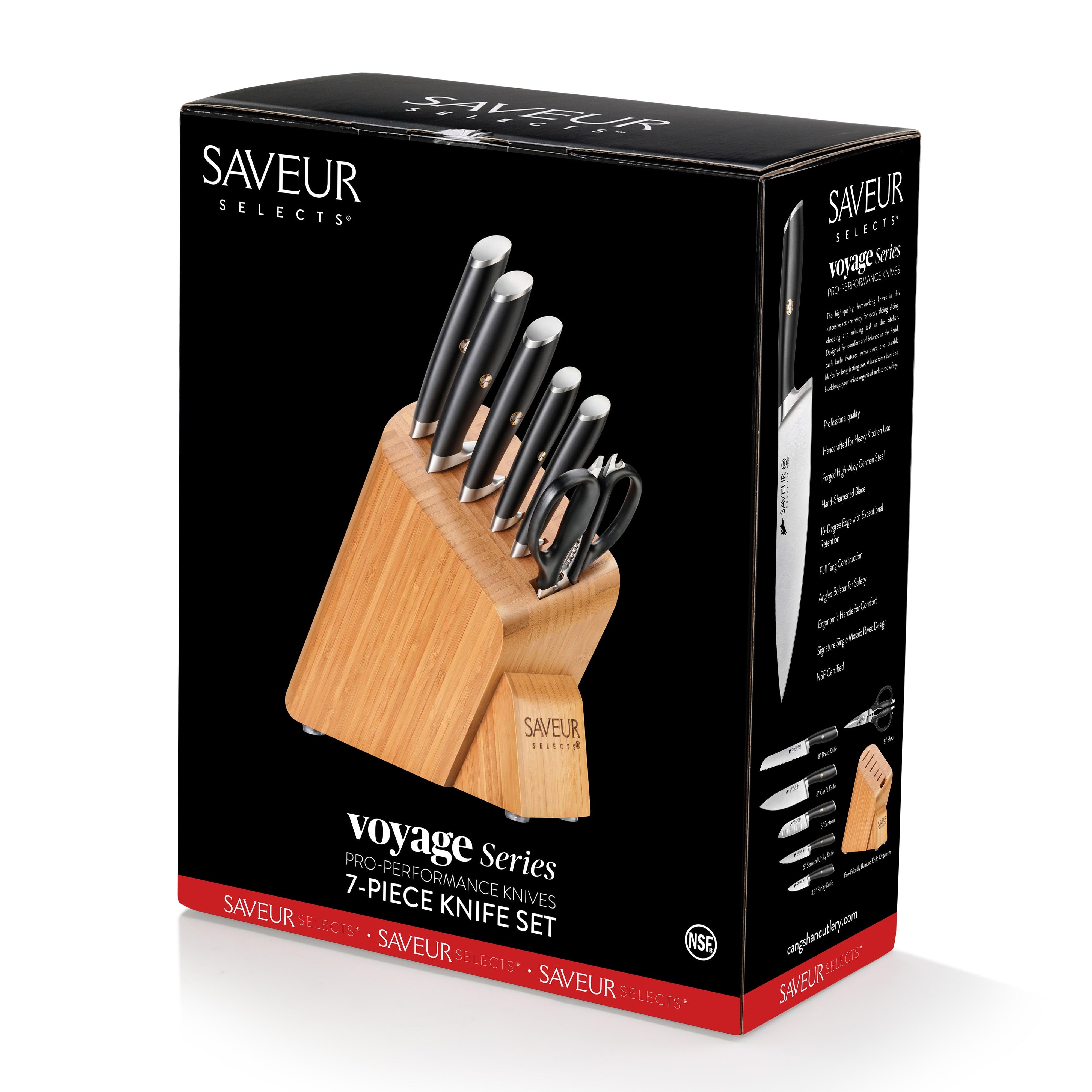 Saveur Selects 7-Piece Knife Block Set, Forged German Steel, 1026313