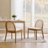 Salem Mid-Century Modern Round Rattan Dining Chairs (Set of 2)