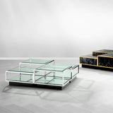 Coffee Table Tortona set of 4 Polished stainless steel | bevelled glass