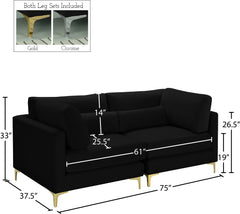 Julia Velvet Modular 75" Sofa