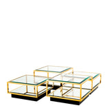 Coffee Table Tortona set of 4 Gold finish | bevelled glass