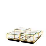 Coffee Table Tortona set of 4 Gold finish | bevelled glass