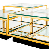 Coffee Table Tortona set of 4 Gold finish | bevelled glass