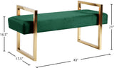 Olivia Luxurious Velvet Bench with Gold Stainless Steel Legs – Elegant Contemporary Seating Piece