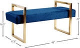Olivia Luxurious Velvet Bench with Gold Stainless Steel Legs – Elegant Contemporary Seating Piece