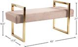 Olivia Luxurious Velvet Bench with Gold Stainless Steel Legs – Elegant Contemporary Seating Piece