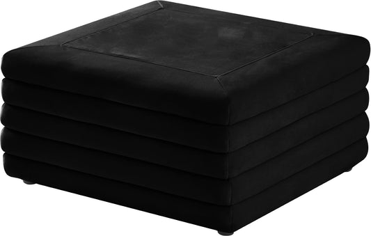 Lorenzo Contemporary Ottoman: Luxurious Velvet, Deep Channel Tufting, Versatile Coffee Table Design