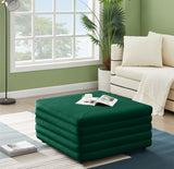 Lorenzo Contemporary Ottoman: Luxurious Velvet, Deep Channel Tufting, Versatile Coffee Table Design