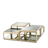 Coffee Table Callum set of 4 Brushed brass finish | smoke glass | mirror glass