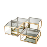 Coffee Table Callum set of 4 Brushed brass finish | smoke glass | mirror glass