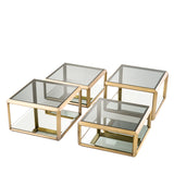 Coffee Table Callum set of 4 Brushed brass finish | smoke glass | mirror glass