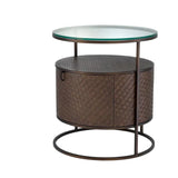 Nightstand Napa Valley
Woven oak veneer | bronze finish | clear glass