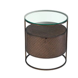 Nightstand Napa Valley
Woven oak veneer | bronze finish | clear glass
