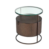 Nightstand Napa Valley
Woven oak veneer | bronze finish | clear glass