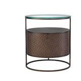 Nightstand Napa Valley
Woven oak veneer | bronze finish | clear glass