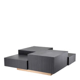 Coffee Table Nerone Charcoal grey oak veneer | brushed brass finish
