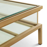 Coffee Table Harvey rectangular Brushed brass finish | clear glass | mirror glass