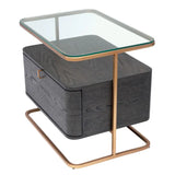 Nightstand Augusto
Mocha crown oak veneer | brushed brass finish | clear glass