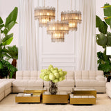 Coffee Table Esposito set of 4 Brushed brass finish | bevelled mirror glass | black base