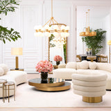 Coffee Table Griffith Brushed brass finish | black glass | charcoal grey oak veneer