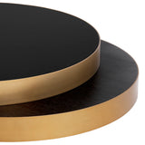 Coffee Table Griffith Brushed brass finish | black glass | charcoal grey oak veneer
