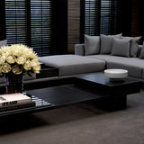 Coffee Table The Crest Charcoal grey oak veneer | smoke glass