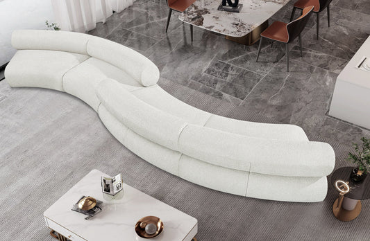Bale Modular Sofa - Luxurious Cream Chenille Upholstery with Unique Cross-Hatched Design for Comfort