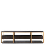 TV Cabinet Parker L
Mocha straight oak veneer | brushed brass finish
