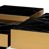 Coffee Table Esposito set of 4 Brushed brass finish | honed black marble | black base