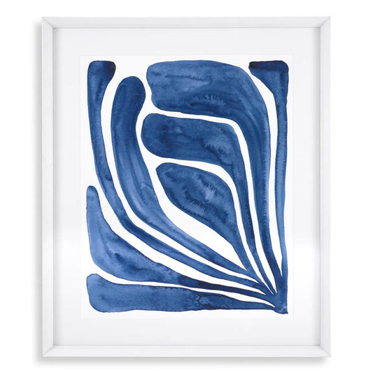 Print Blue stylized leaf set of 2