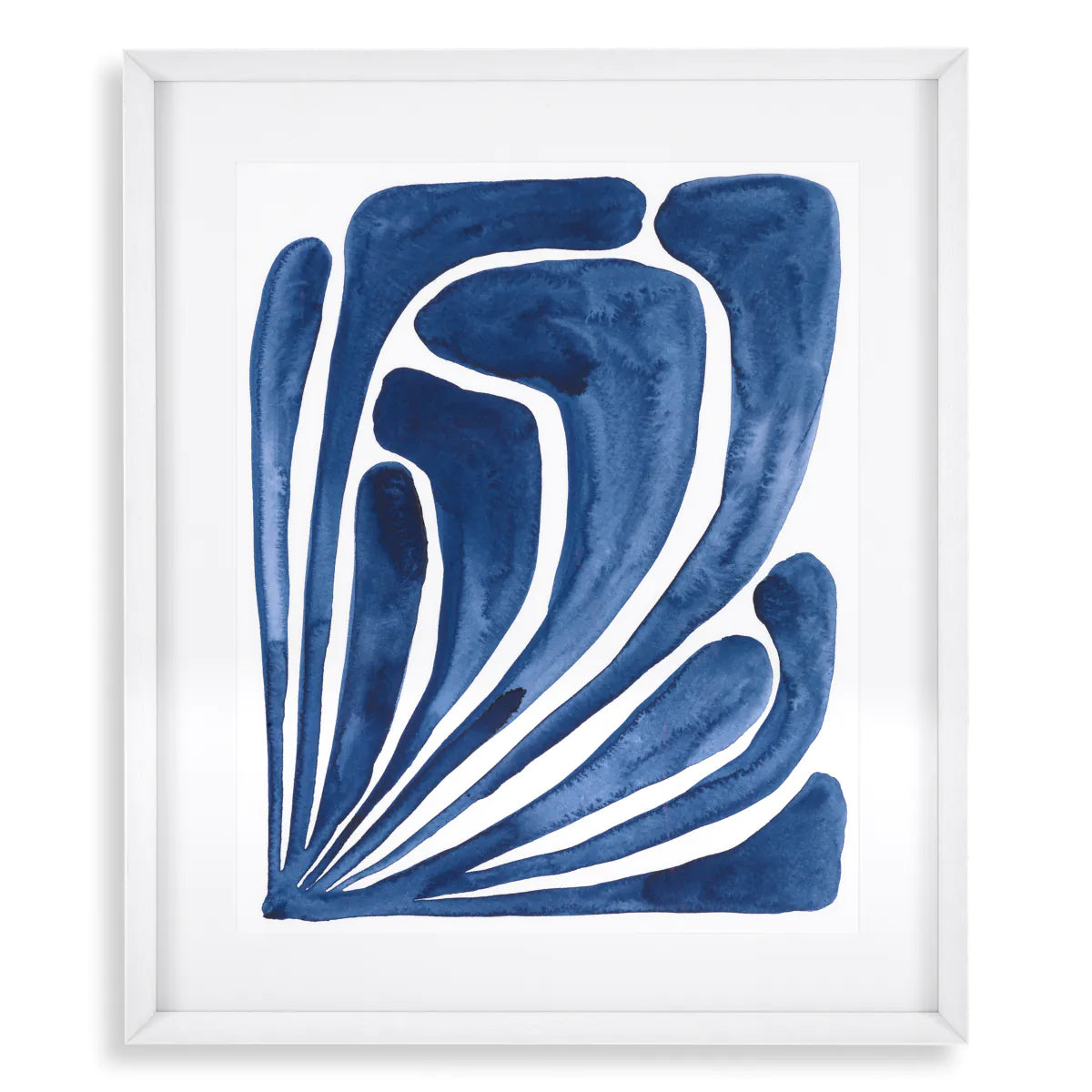 Print Blue stylized leaf set of 2