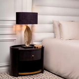 Nightstand Rosemberg
Charcoal grey oak veneer | brushed brass finish