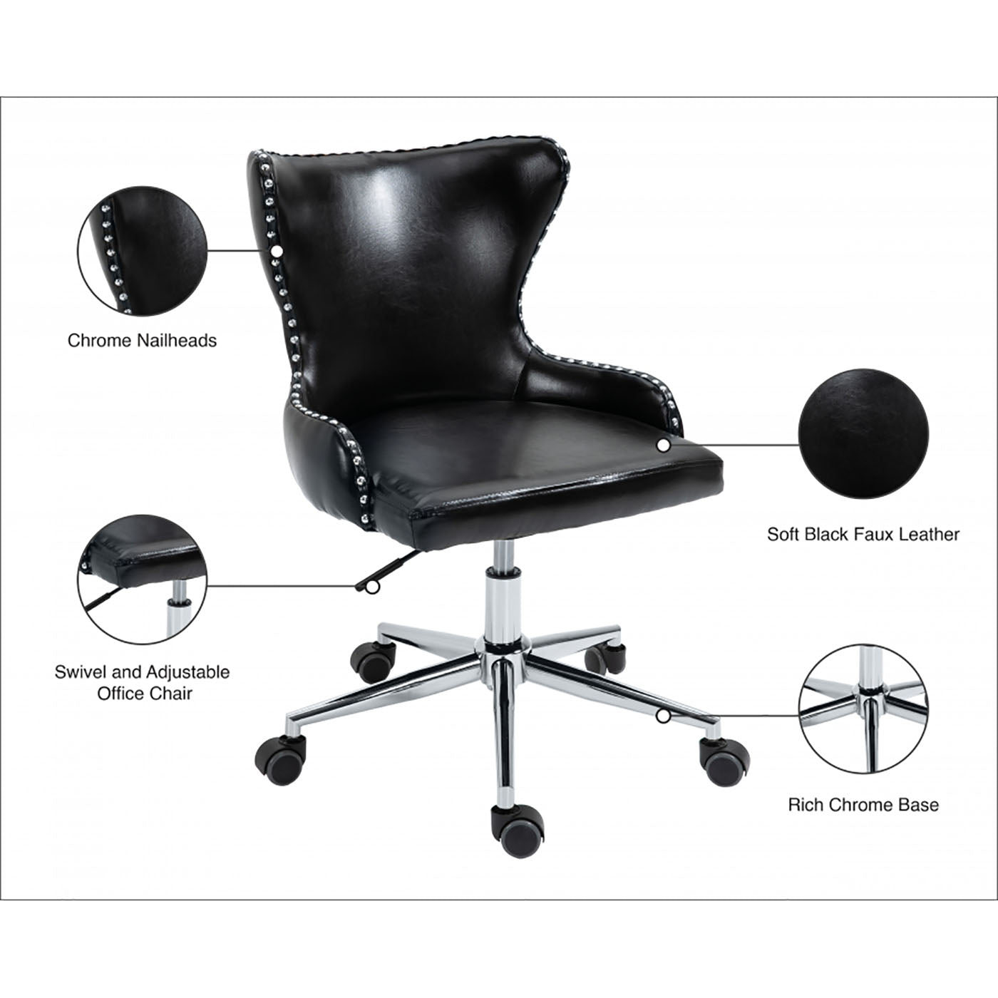 Hendrix Faux Leather Office Chair - Rich Chrome Base