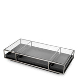 Coffee Table Roxton Brushed steel finish | clear glass | black veneer