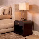 Nightstand Rhodes
Charcoal oak veneer | brushed brass finish