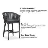 PURPLE LEAF Counter Stools Bar Stools Rattan Bar Stools Wicker Bar Chairs Woven Aluminum Barstools with Back and Cushions