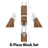 HELENA Series 8-Piece Knife Block Set, Forged German Steel, Acacia Block