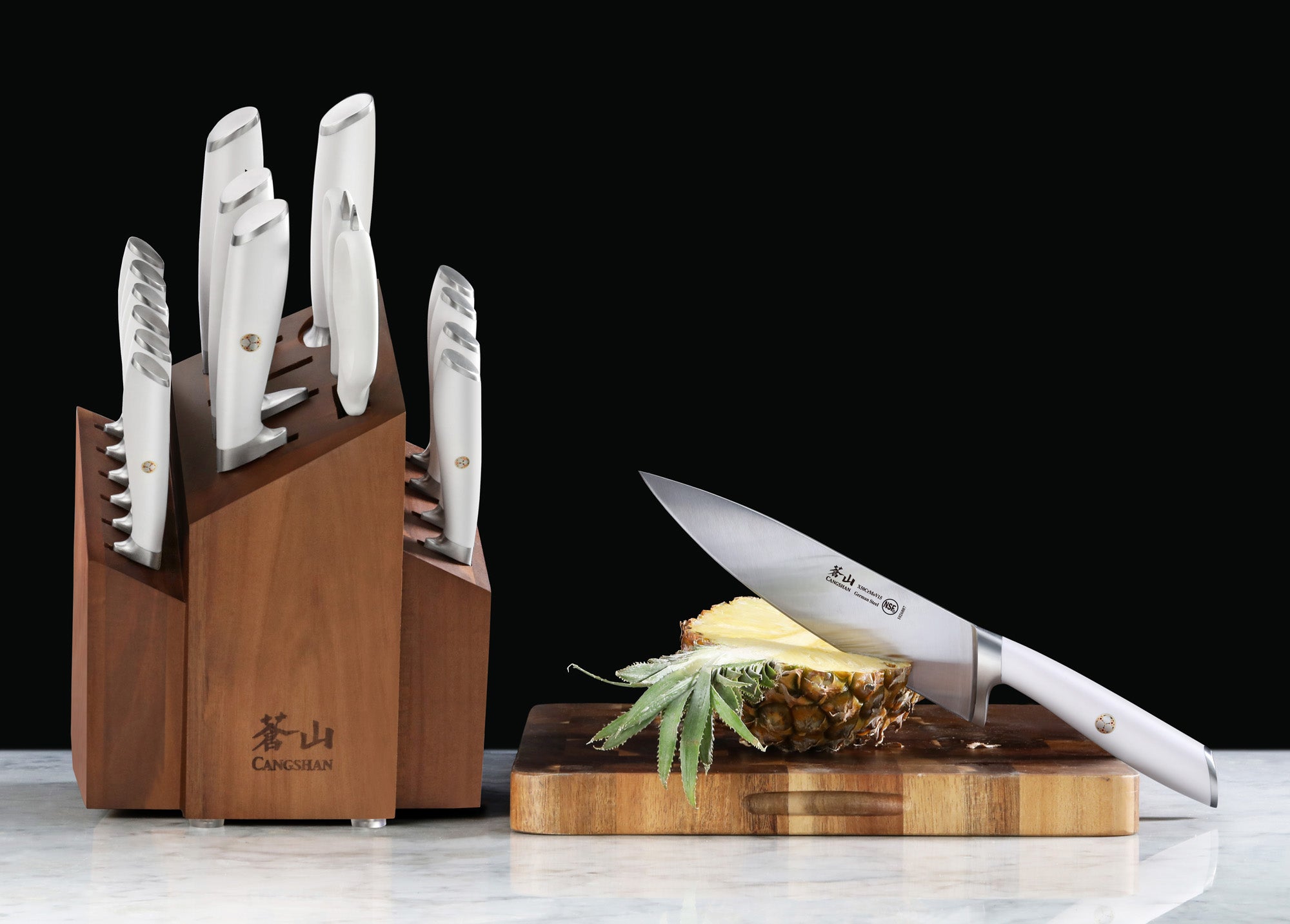 L1 Series 17-Piece SHAN Knife Block Set, White, Forged German Steel, 1026856