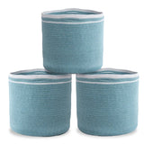 Cotton Rope Basket Set of 3, 11x11x11 inch, Blue (4 Units)