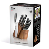 L & L1 Series 12-Piece Knife Block Set with 4 Steak Knives, Forged German Steel