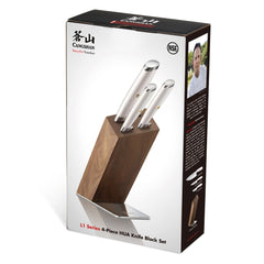 L1 Series 4-Piece Knife Block Set, White, Forged German Steel, HUA Acacia Block, 1026986